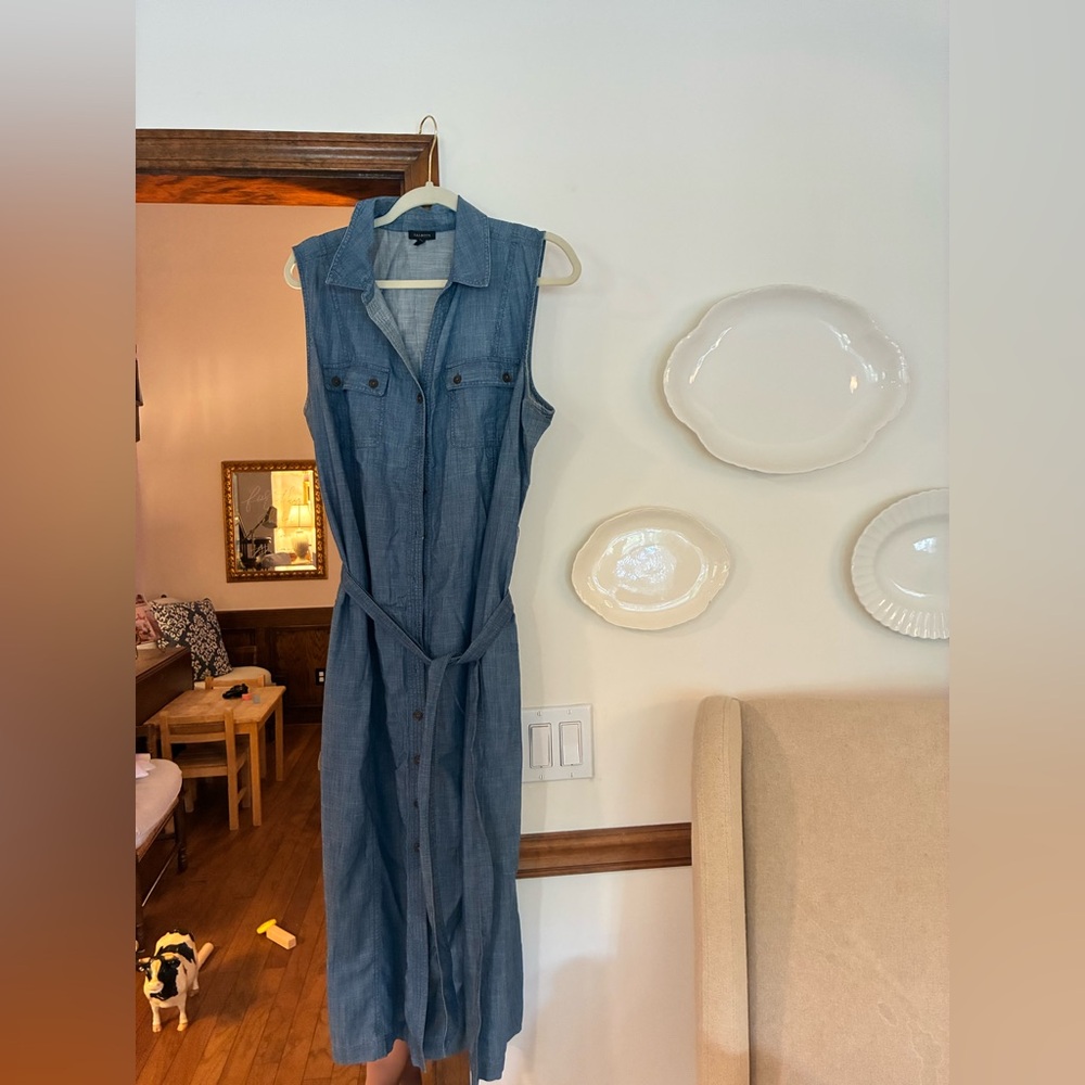 Talbots Denim Blue Button-Up Dress